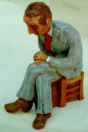 Discepolin - 1989-  terracota coloreada, alt. 21 cm.