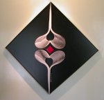 Primera presin - Rombo de 58x58 cm, Madera, pintura y papel, Ao 2002