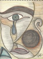 El rostro - carboncillo y lapices de color, 8.5