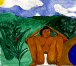 La casa del hombre - Acrlico y lapiz de cera sobre papel de algodn, 14x19, Ao 2001