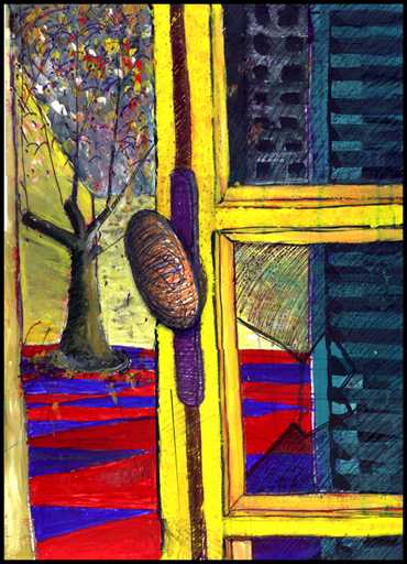 Ventana amarilla al patio de atrs- 2000 - Acrlico sobre foamboard- 70cmx100cm
