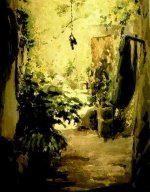 Patio cortijero - acuarela s/ papel, 50x70 cms, Ao 1988