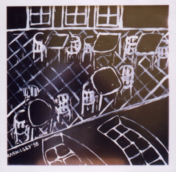 Café en blanco y negro - 1998 - Acrlico s/papel 0.70x0.70