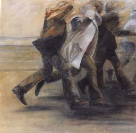 Hombre corriendo I, óleo s/tela, 1.00x 1.00, Ao 1998